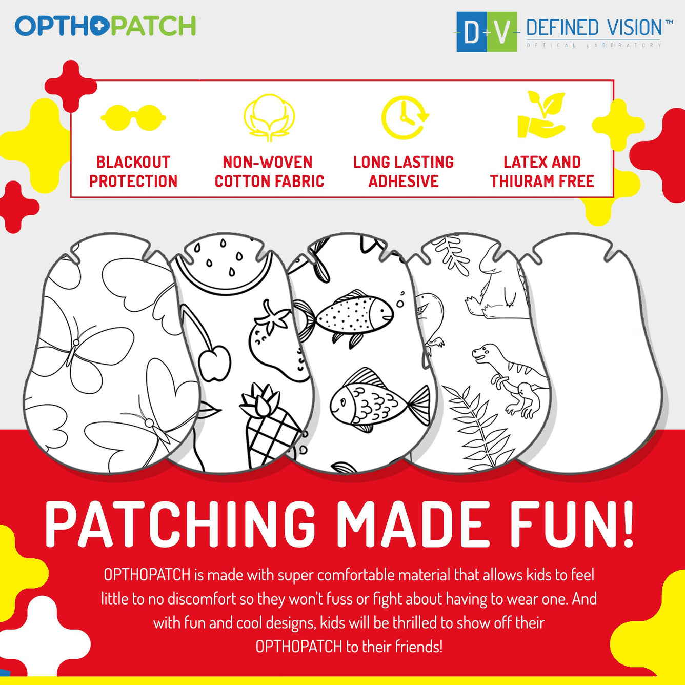 Color Your Own Patch | Extra Sensitive Adhesive Eye Patches for Boys and Girls + Reward Chart Posters