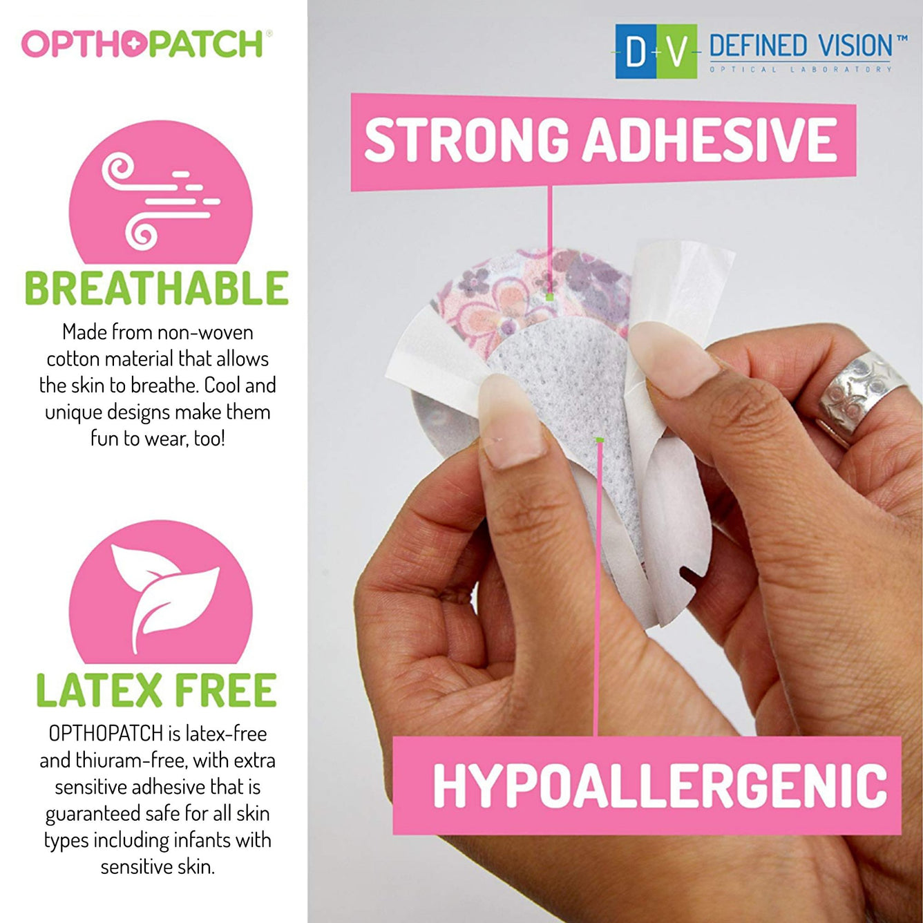 Opthopatch Extra Sensitive Adhesive Eye Patch for Infants with Fun Girls Design + Reward Charts Included